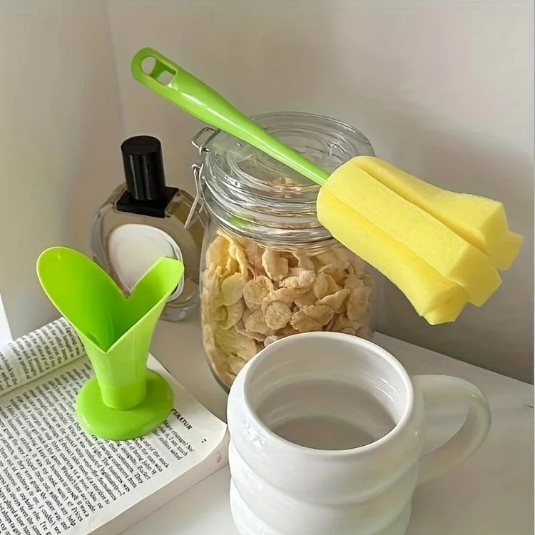 Flower Cactus Sponge with VASE Cute Kitchen Cup Cleaning Brush Baby Bottle Cleaning Brush Bottle Cleaning Brush