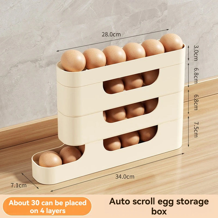 Rolling Egg Storage Holder for Fridge Side Door with Egg Container and Fresh-keeping Function Storage Organizer for Kitchen