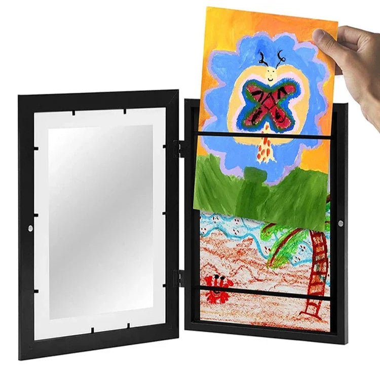 Fabuleux cadre artistique à rabat magnétique format A4 (34 x 25 cm), support de rangement mural pour photos, peintures, reproductions, souvenirs, dessins d’enfants, jusqu’à 100 images. Livraison prioritaire offerte !