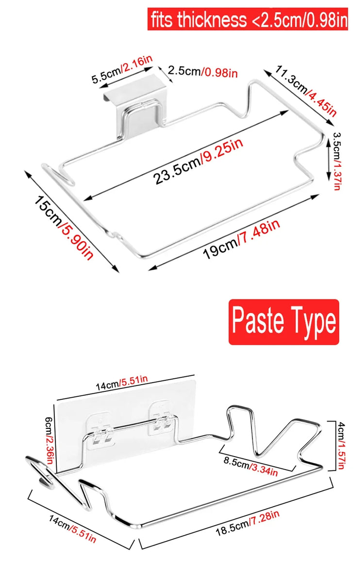 Kitchen Trash Rack Cabinet Door Garbage Bags Holder Stainless Steel Closet Garbage Storage Holder