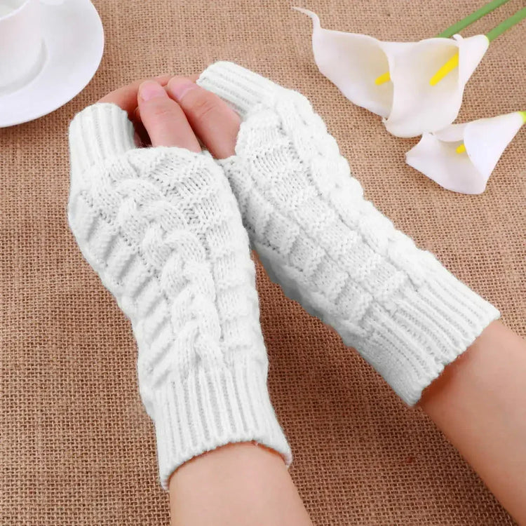 Gants longs sans doigts en tricot torsadé pour femmes, élégants et chauds, doux et confortables, taille unique, disponibles en plusieurs couleurs. Livraison offerte !