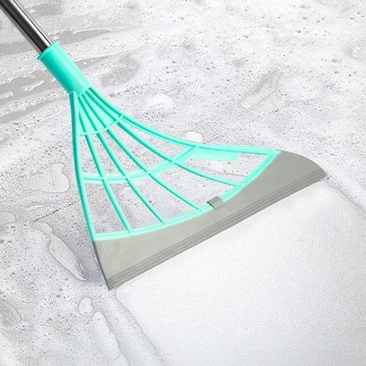 Balai magique en silicone 2-en-1, essuie-glace et ramasse-poussière, élimine l’eau, la mousse, les poils et poussières sans traces ni enchevêtrement, matériau résistant et facile à laver, idéal sols, vitres et salle de bain. Livraison offerte !