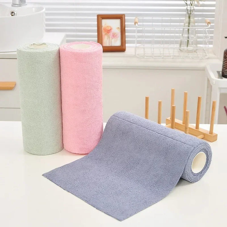 Rouleau de 20 grands chiffons de cuisine en microfibre réutilisables 25x25 cm, chiffons à vaisselle ultra absorbants, remplacent les essuie-tout jetables, épais, lavables et économiques. Livraison offerte !