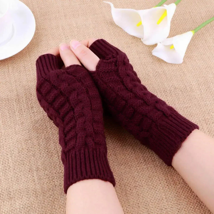 Gants longs sans doigts en tricot torsadé pour femmes, élégants et chauds, doux et confortables, taille unique, disponibles en plusieurs couleurs. Livraison offerte !