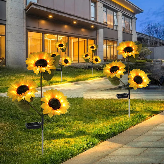 Magnifiques lampes solaires tournesols pour jardin, charme naturel et lumineux, matériaux étanches IP65, activation automatique, parfaites pour décorer jardins et terrasses. La livraison prioritaire est offerte !