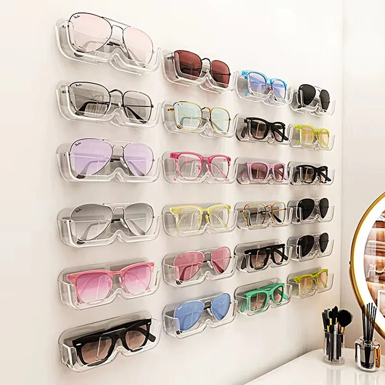 Support mural de rangement pour lunettes, organisateur pratique, idéal près du lit, du coin lecture, de l’ordinateur, dans la salle de bain ou la voiture,  installation facile avec autocollants sans trace. Livraison offerte !
