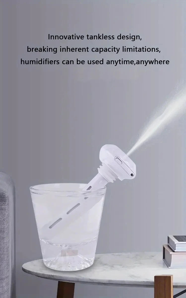 Super Quiet Portable Mist Humidifier For Office, Bedroom, Car, AndTravel - Adjustable Length, No Water Bottle Needed - Enhances