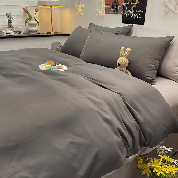 Superbe housse de couette Premium en microfibre brossée, ultra douce, 2 tons, réversible, fermeture à glissière, anti-taches, qualité hôtelière. La livraison prioritaire est offerte !