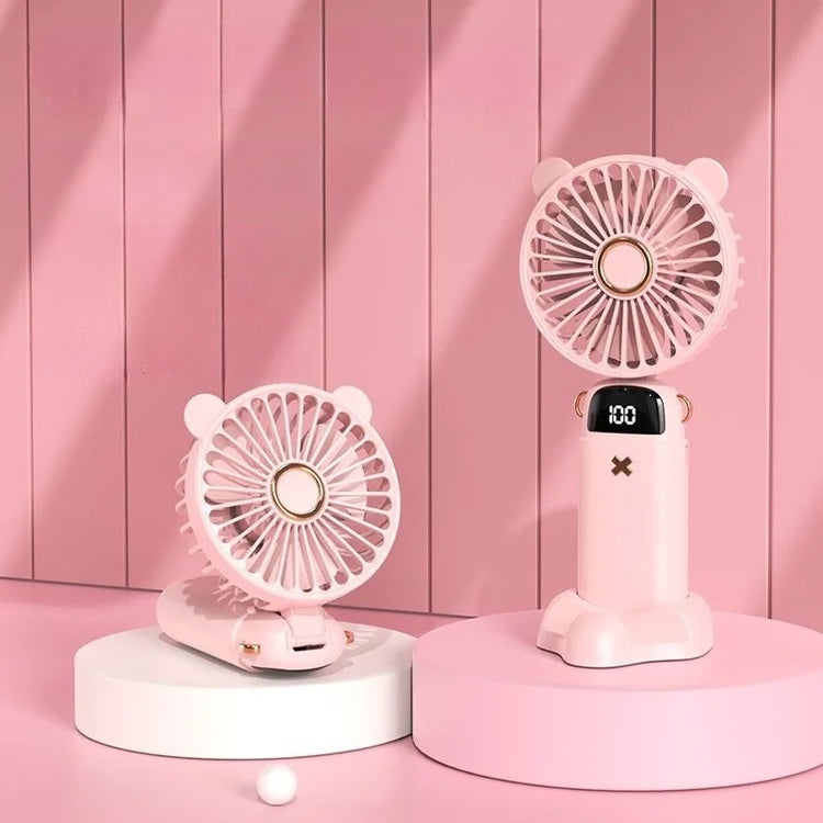 Ventilateur portable à main de 3000mAh - mini ventilateur pliable, à suspendre au cou, 5 vitesses, rechargeable USB, avec support pour téléphone et écran. La livraison prioritaire est offerte !