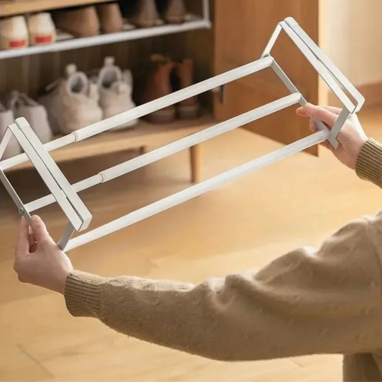 Étagère à chaussures télescopique réglable en acier au carbone, organisateur sous-étagère peu encombrant pour placards et armoires, support extensible. Livraison offerte !