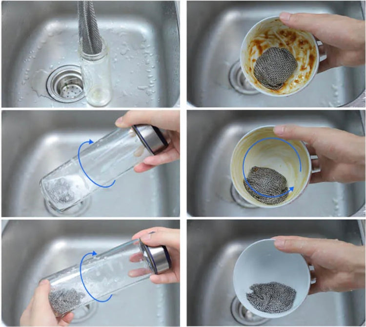 Grille métallique en inox, maille fine ultra-résistante, nettoyage puissant sans rayures, hygiénique et sans odeur, durable et antirouille pour poêles en fonte, casseroles, grills, planchas, moules et ustensiles de cuisine. Livraison offerte !