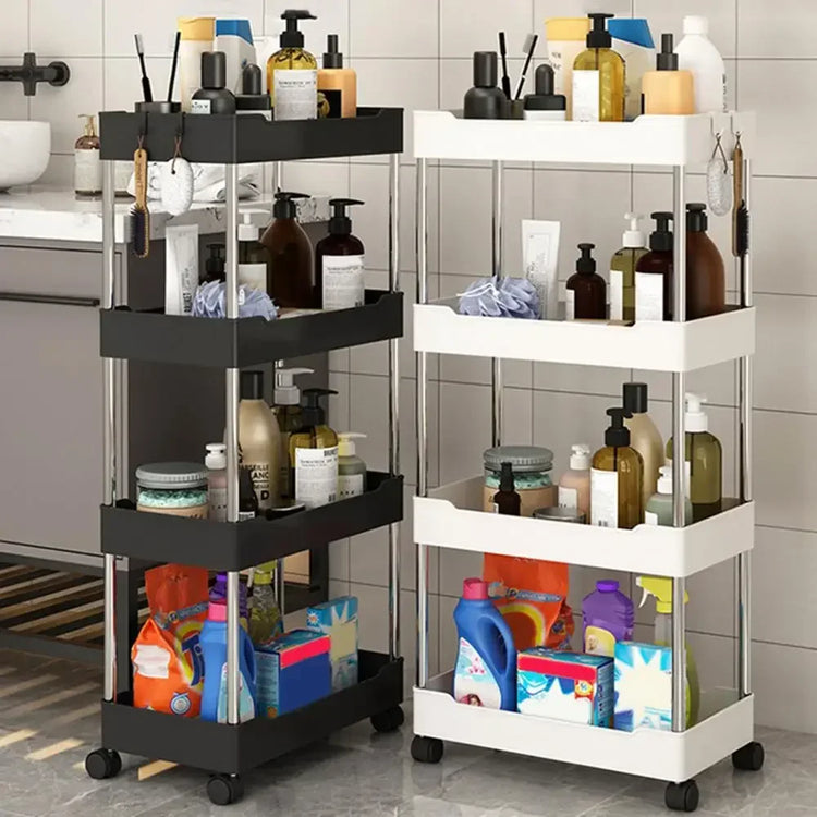 Étagère étroite sur roulettes – haute capacité de rangement pour cuisine, salle de bain, buanderie, et plus. Design multifonctionnel à plusieurs niveaux, base perforée pour drainage, en plastique et métal. La livraison prioritaire est offerte !