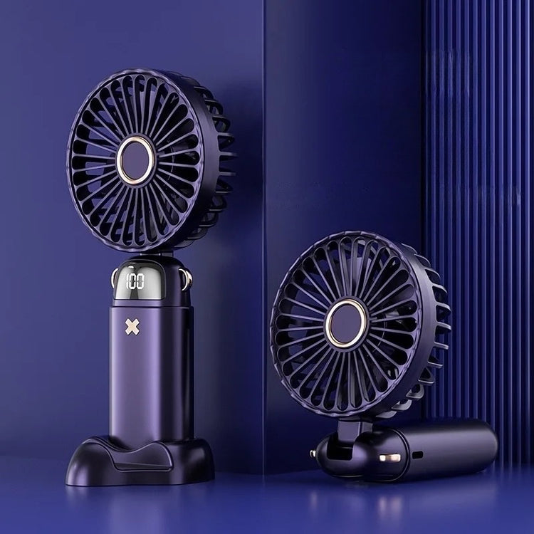 Ventilateur portable à main de 3000mAh - mini ventilateur pliable, à suspendre au cou, 5 vitesses, rechargeable USB, avec support pour téléphone et écran. La livraison prioritaire est offerte !