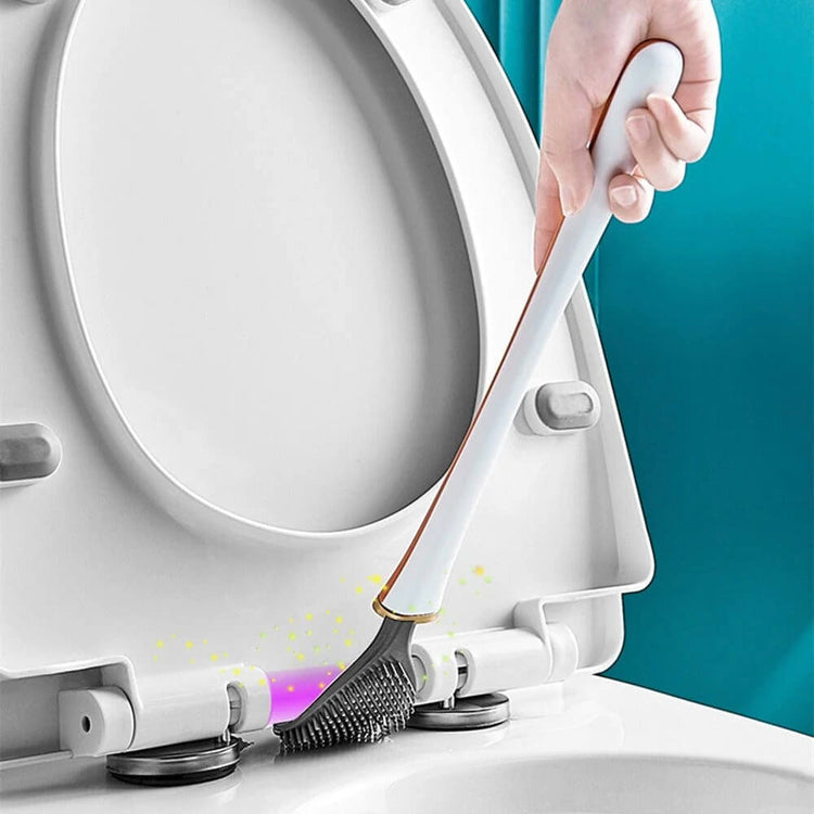 Élégante brosse WC en silicone avec socle d'ouverture/fermeture automatique, ingénieuse, pratique, hygiénique, design moderne, pour un nettoyage immaculé. La livraison est offerte !