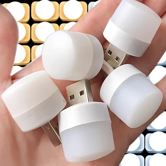 Lot de veilleuses LED USB mini – Lumières d’ambiance portables à faible consommation, lumière blanche ou jaune, design compact et élégant, idéales pour voiture, chambre, couloir, etc. Livraison prioritaire offerte !