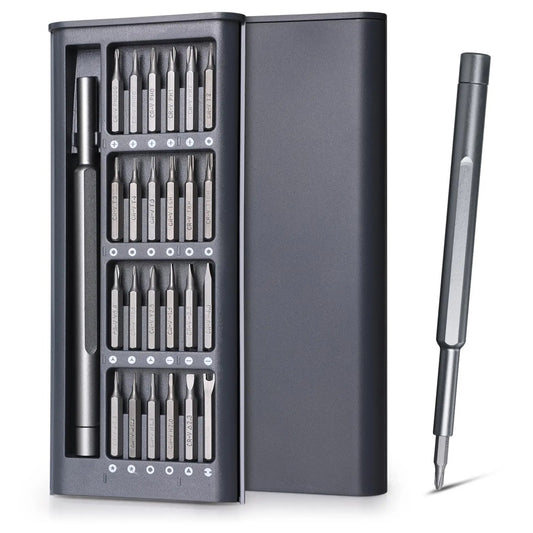Jeu de tournevis de précision 25 en 1, magnétique, multi-embouts en acier haute résistance, avec manche en aluminium antidérapant - le kit essentiel à avoir chez soi en cas de besoin ou d’urgence. Livraison offerte !