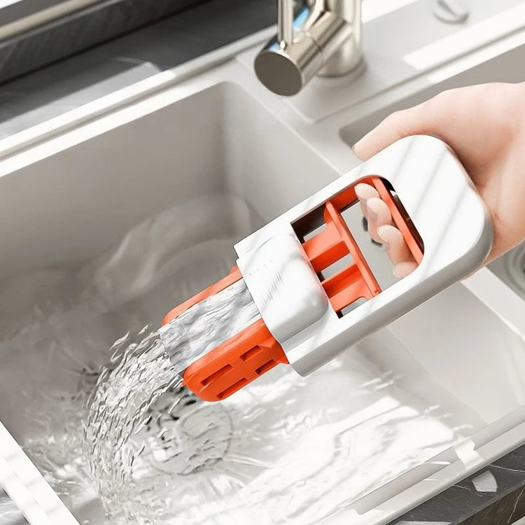 Mini serpillière à presser avec système push-pull, serpillière compacte à forte absorption, nettoyage mains libres, usage humide et sec pour tables, miroirs, fenêtres, comptoirs. Livraison offerte !