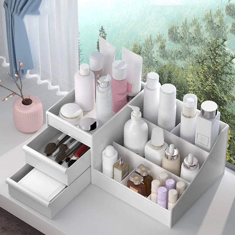 Ingénieuse boîte de rangement pour produits de beauté, organisateur de cosmétiques, grande capacité de rangement, pour un espace organisé, propre et agréable. La livraison est offerte !