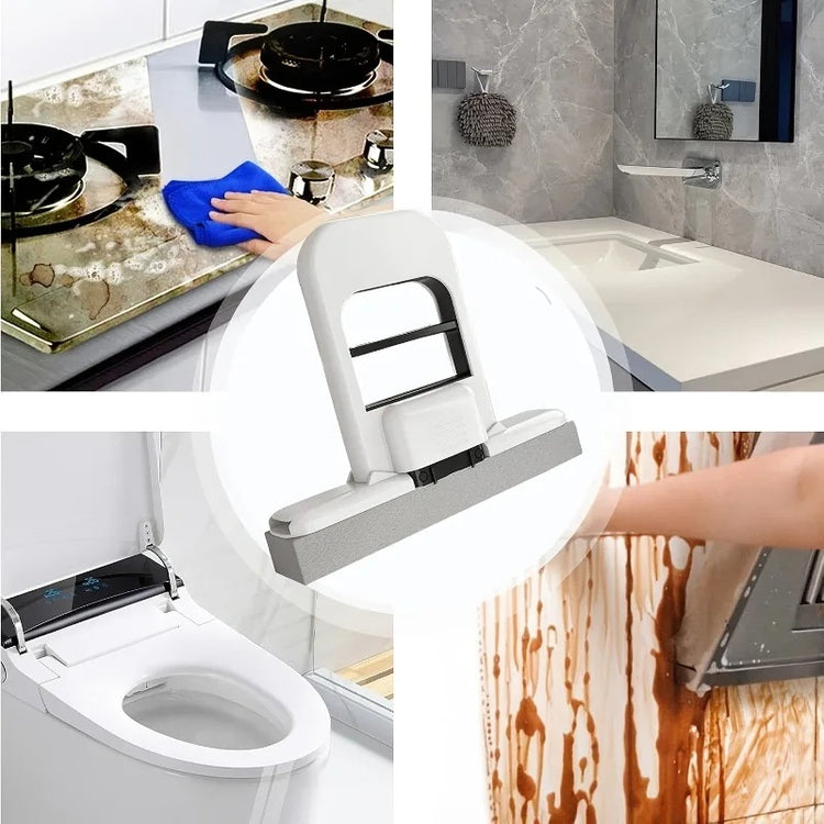 Mini serpillière à presser avec système push-pull, serpillière compacte à forte absorption, nettoyage mains libres, usage humide et sec pour tables, miroirs, fenêtres, comptoirs. Livraison offerte !