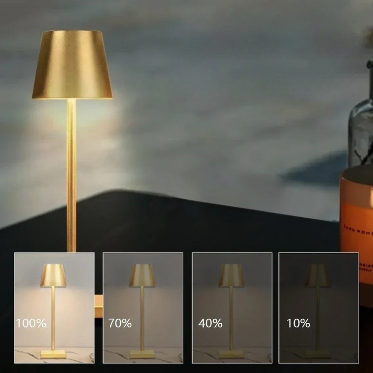 Jolie lampe de table LED rechargeable sans fil, aluminium étanche, lumière réglable, zone tactile avec 4 niveaux de luminosité et 4 températures de couleur. La livraison prioritaire est offerte !