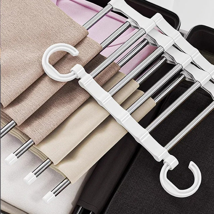 Cintre magique en acier inoxydable, cintre à pantalons, 5 supports par cintre, pour un gain d'espace considérable, produit Premium. La livraison prioritaire est offerte !