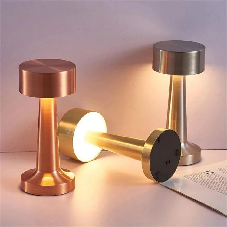 Superbe lampe de table de luxe sans fil rechargeable avec variateur tactile, 3 couleurs de blancs, design en métal élégant, lumière douce et sans reflets, luminosité réglable de 5% à 100%. La livraison prioritaire est offerte !