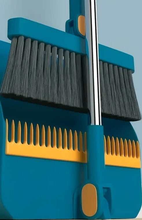 Ensemble balai et pelle à poussière haute qualité, avec dents intégrées pour un nettoyage simplifié, design compact et peu encombrant, tête ajustable à 180° pour tous types de sols, intérieur et extérieur. La livraison prioritaire est offerte !