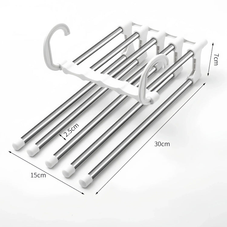 Cintres magiques en acier inoxydable, cintres à pantalons, 5 supports par cintre, pour un gain d'espace considérable, lot de 3. La livraison prioritaire est offerte !